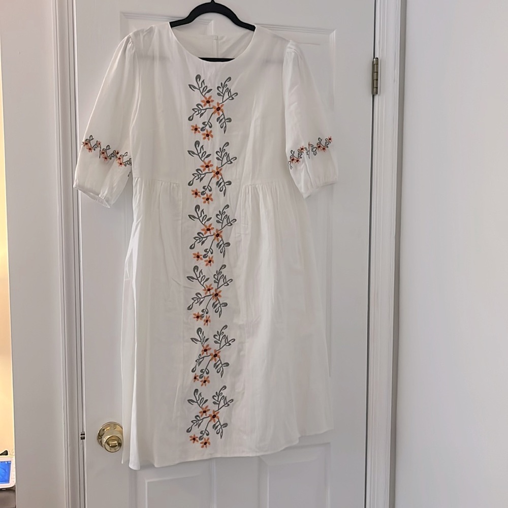 White beautifully embroidered A Line dress